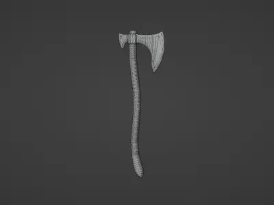 Medieval Axe Low-poly 3D model 8