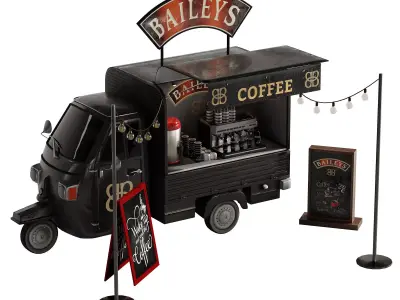 Food truck coffee set 4 3D model