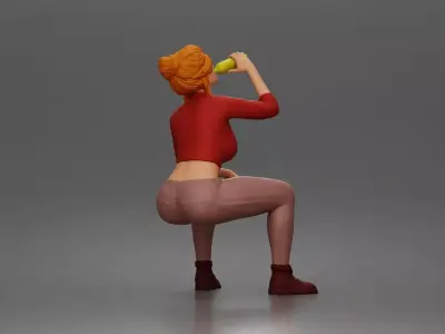 girl sitting drink during short peaceful break 3D print model
