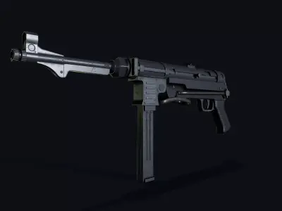 MP 40 Panzerfaust 60 Stick Hand Grenade Low-poly 3D model