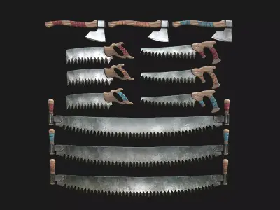 Foresters Set of tools  Low-poly 3D model