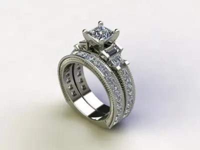 10016 princess cut diamond engagement ring 3D print model