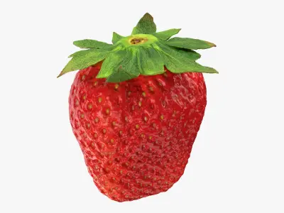 Strawberry With Stem Collection 3D model
