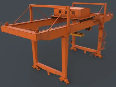PBR Rail Mounted Gantry Crane RMG V2 - Orange Low-poly 3D model