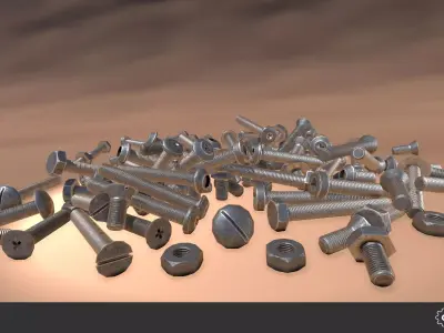 Bolt Set Low-poly 3D model