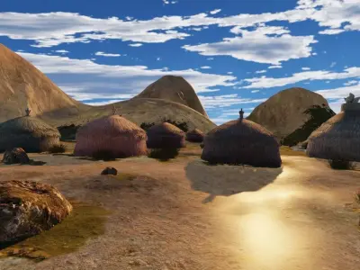 African Village At Sunset 3D model