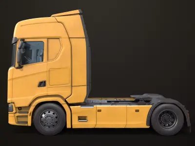 Heavy Truck Chassis 06 Generic Yellow All PBR Unity UE Textures Low-poly 3D model