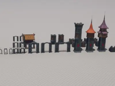 LowPoly Modular Castle Pack - CAST-A-CASTLE - Low-poly 3D model