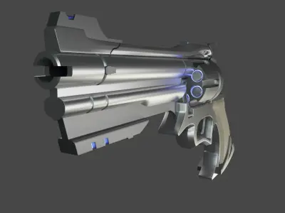 Revolver gun with lights 3D model