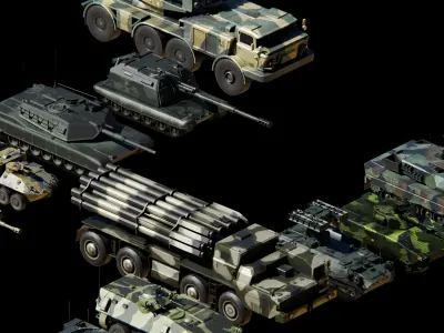 Low Poly War Vehicles PACK Low-poly 3D model