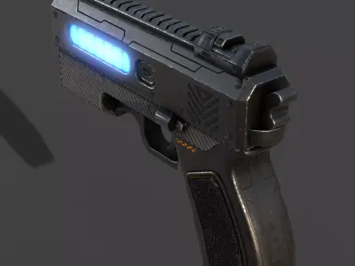 Pulse-9 Compact Plasma Pistol Low Poly Model - PBR Game Ready  Low-poly 3D model