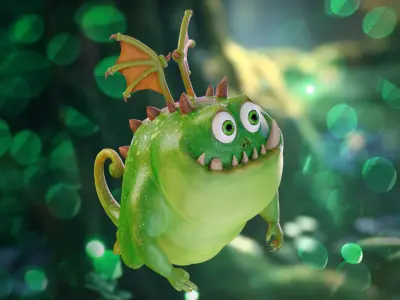 Cut and fat dragon Low-poly 3D model