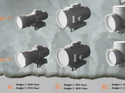 20 Gun Scope Base Mesh - Game Ready Low-poly 3D model