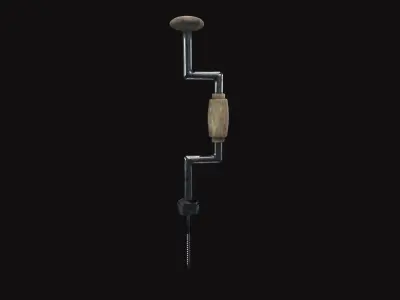 Medieval Bit Brace Drill Low-poly 3D model