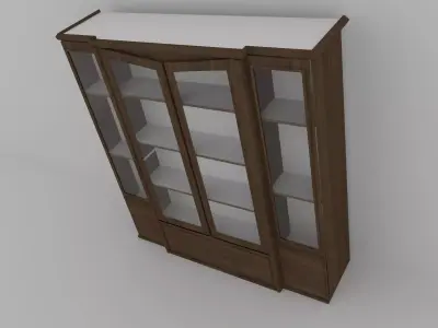 Crockery Display Cabinet Low Poly Walnutt Texture 3D model