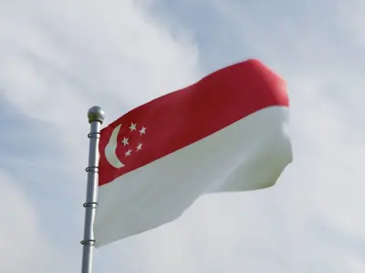 Animated Singapore Flags 3D model