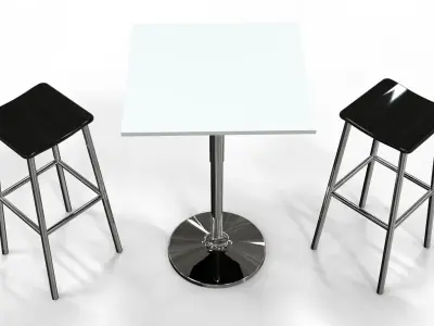 High table and stool - Bar set 3 3D model