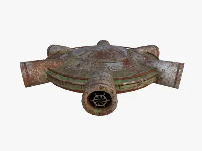 Alien Spaceship UFO J11 Abandoned - Sci Fi Spacecraft Design Low-poly 3D model