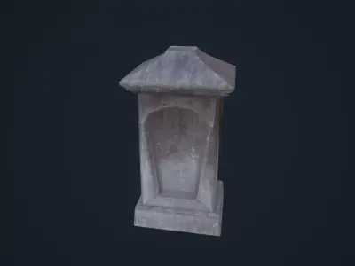 Tombstone wooden post Low-poly 3D model