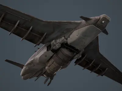 scifi-model531 old airplane flying in sky 3D model