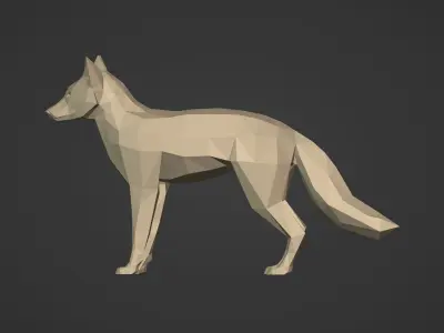 LowPoly Fox Figurine -- Ready for 3D Printing Low-poly 3D model