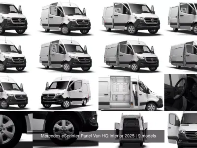 Mercedes eSprinter Panel Van HQ Interior 2025 3D Model Pack
