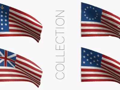 American Revolutionary War Flags Collection 3D Model Pack purchase