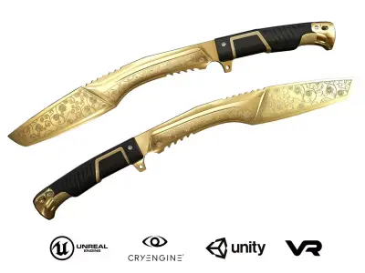 Golden Kukri Low-poly 3D model