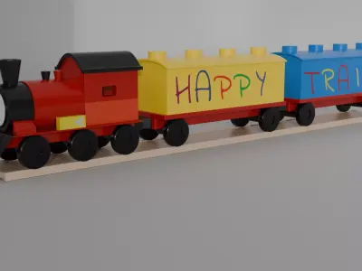 Building Train Set Low-poly 3D model