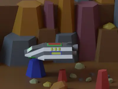 Low Poly Animated Spaceship Low-poly 3D model