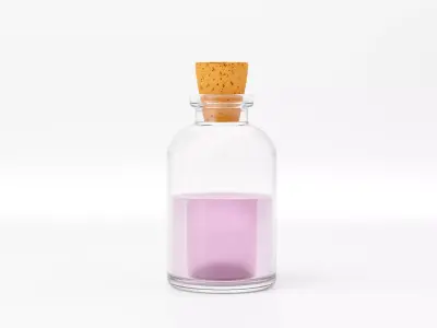 Small Bottle Laboratory Medical Glass Realistic 3D model Low-poly 3D model