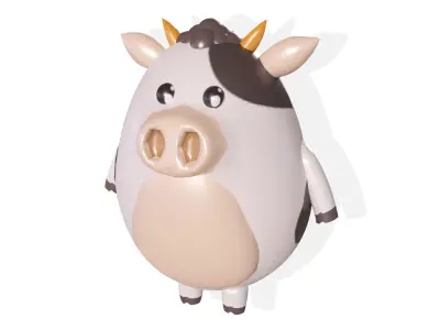 Character Cow Cartoon Free low-poly 3D model
