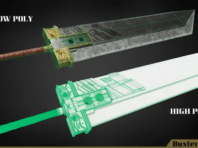 Final Fantasy VII Buster Sword Low-poly 3D model