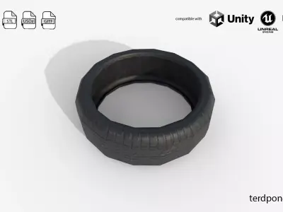 Low Poly Car Tire - Game Ready PBR Low-poly 3D model