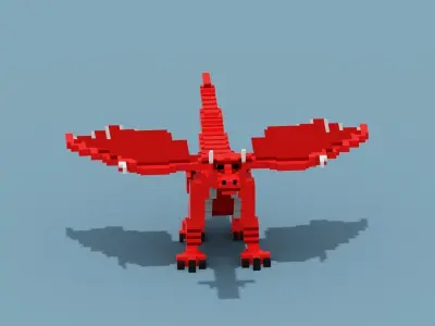 Voxel Dragon Low-poly 3D model