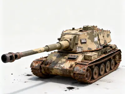 Realistic Destroyed Wrecked Tank 3D Model Low-poly 3D model