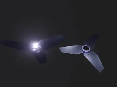 Propeller 3D Model two propellers flying 3D model