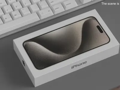 Apple iPhone 15 Pro Max Natural Titanium Packaging Box 3D model
