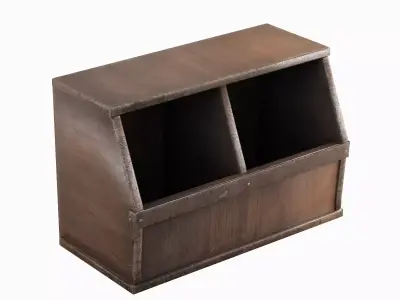 Wooden Storage Bin 01 Low-poly 3D model