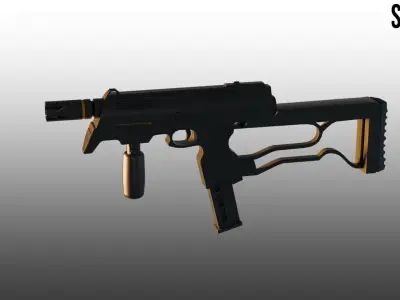 MP9 - Low Poly - custom design with 4 texture variations Low-poly 3D model