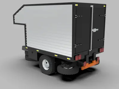 Aluminum Cargo Box Truck Low-poly 3D model