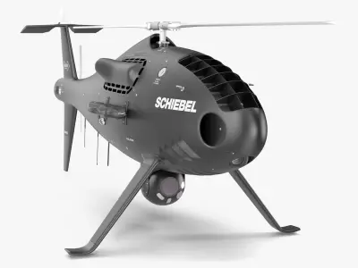 Schiebel Camcopter S100 UAV Rotorcraft Black Rigged 3D model