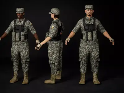 Parametric Metahuman Millitary Outfit Low-poly 3D model