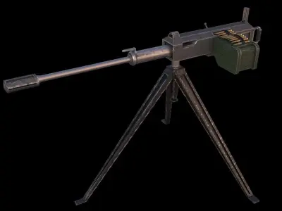 Machine Gun Low-poly 3D model 2