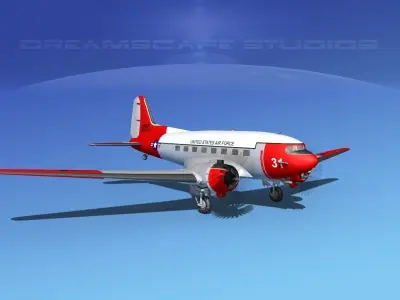 Douglas C-47 Dakota USAF V07 3D model