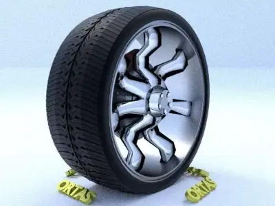 ORTAS CAR RIM 22 GAME READY RIM TIRE AND DISC 3D model