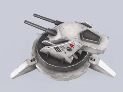 Scifi advance turret Low-poly 3D model