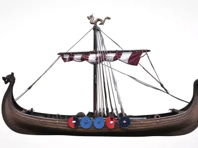  Medieval Viking ship 3D model Low-poly 3D model