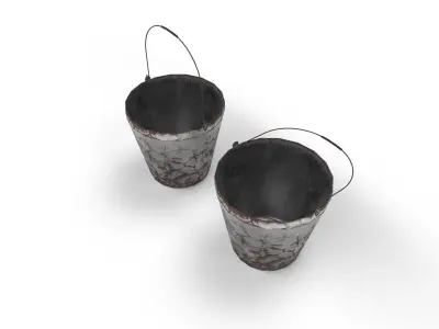 Buckets two metal Low-poly 3D model
