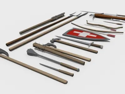 Medieval weapon pack Free low-poly 3D model